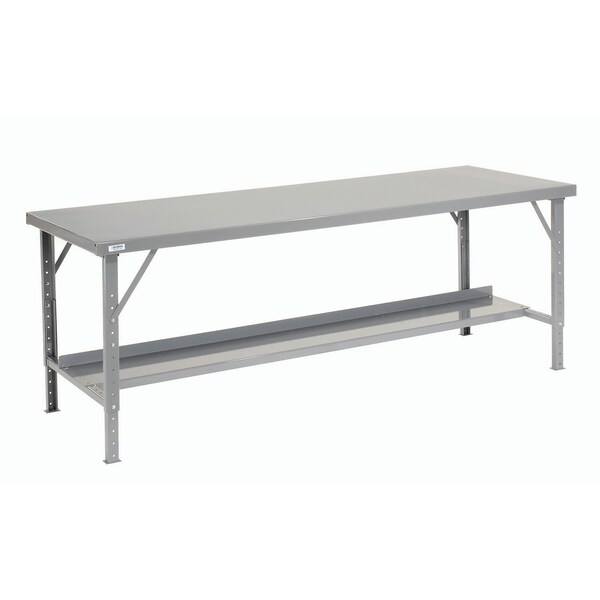 Global Industrial Heavy-Duty Extra Long Folding Assembly Workbench, 96 W x 28 D, Gray 606760 - main